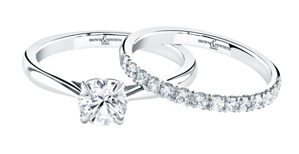 single stone diamond with a diamond set band