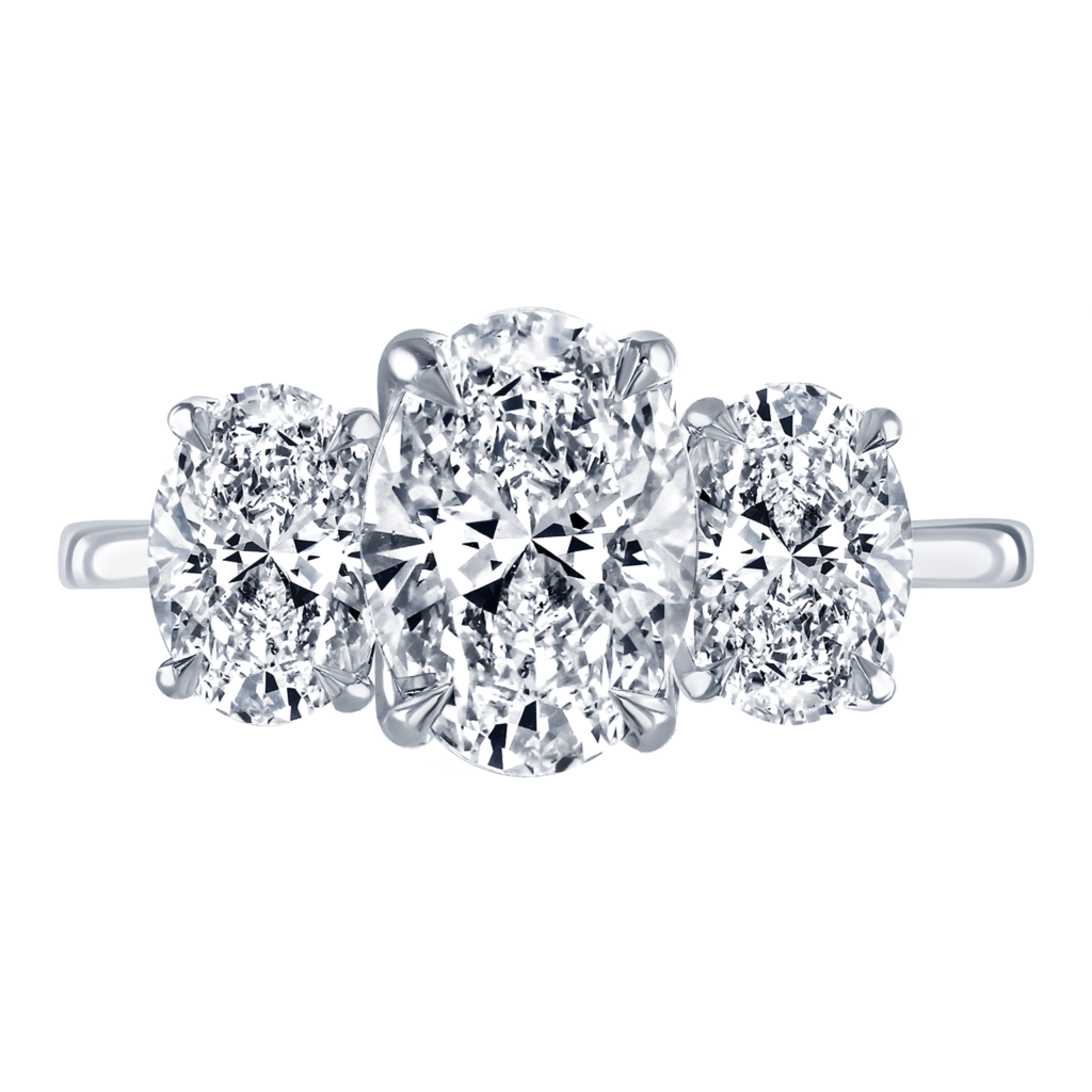 3 large oval diamond ring